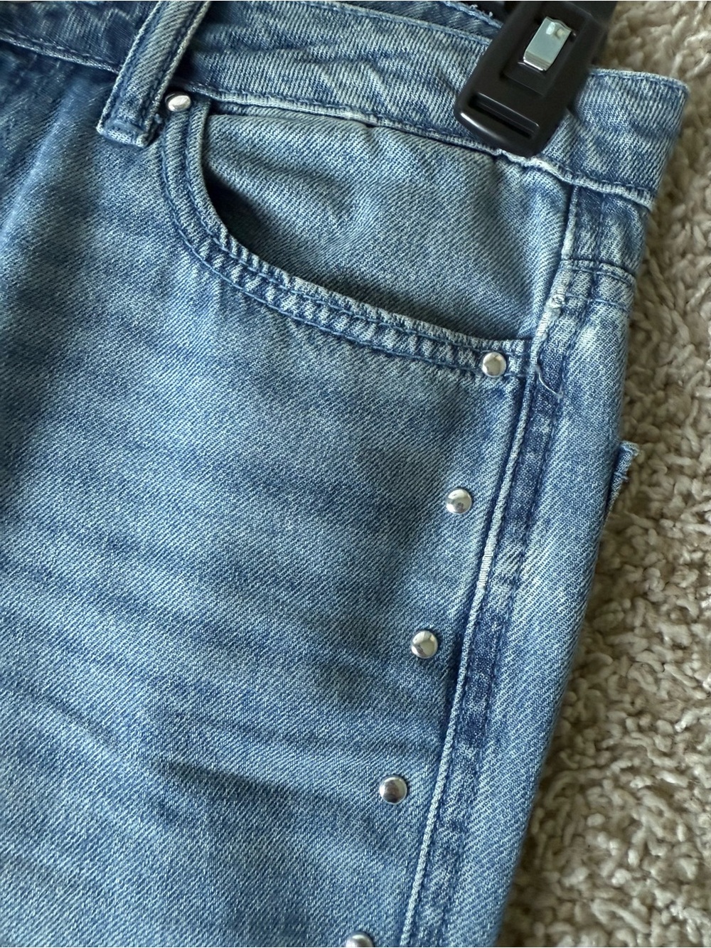 Michael Kors Wide Leg Light Blue Denim Jeans with Side Stud Detail - Picture 7 of 8